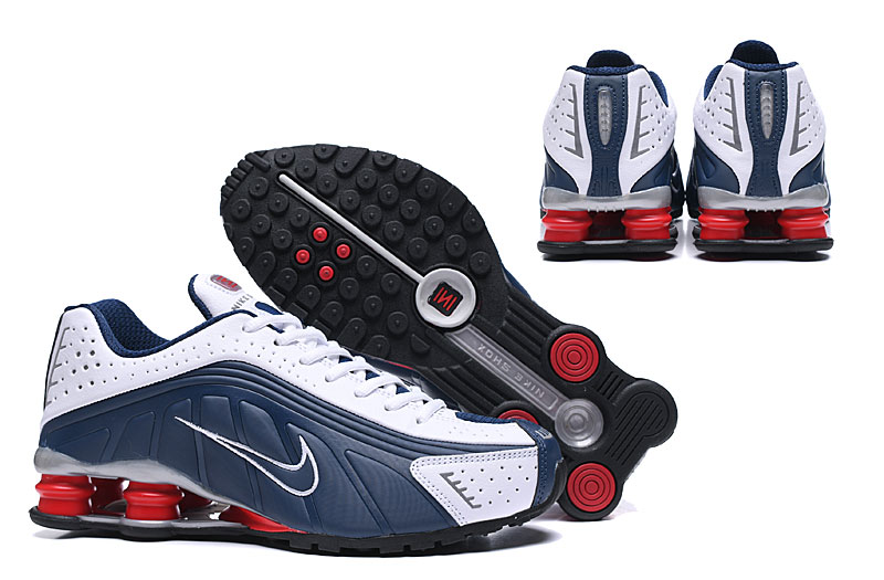 nike shox R4 shoes men-white/dark blue/red